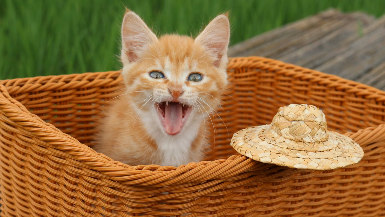 Ginger kitten in a wicker basket, ESA letter in Phoenix, AZ
